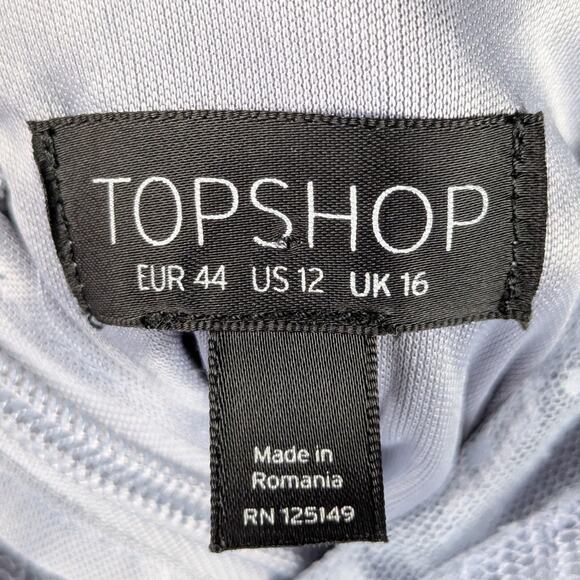 Topshop 12 Lace Midi Dress Women Blue Floral Mesh Sheer Puff Sleeve Romantic - Picture 2 of 5